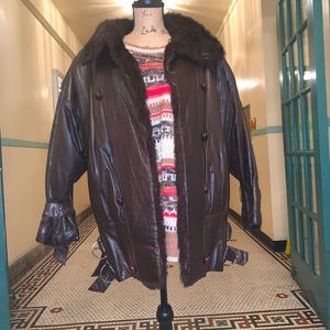 DONATED💥Vintage Brown Leather Bomber Style Jacket w/ Sheared Beaver Lining, GUC